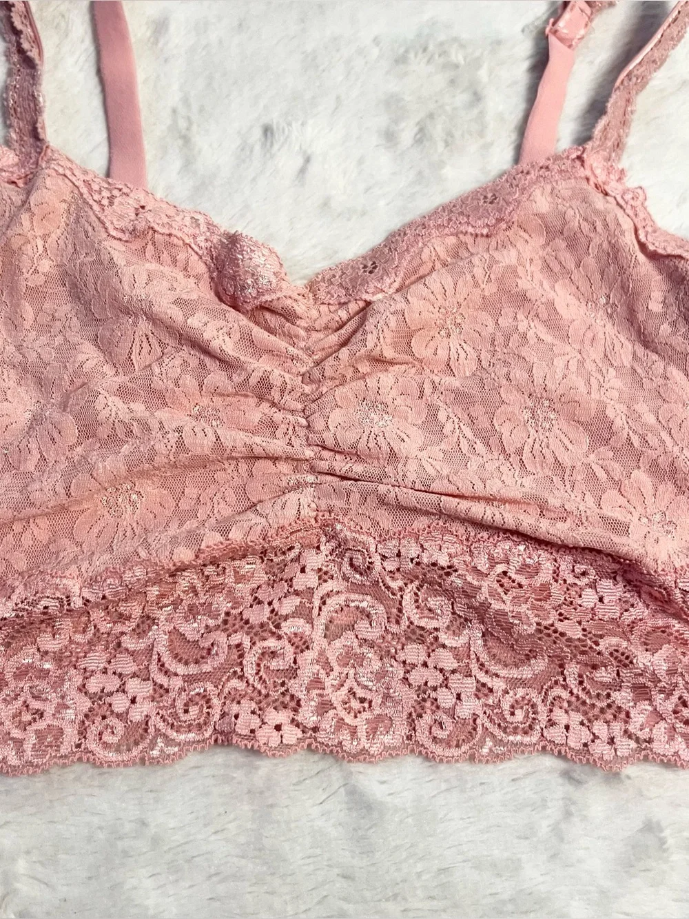 Soma Soft Pink Lace Bralette with Adjustable Straps Size Medium